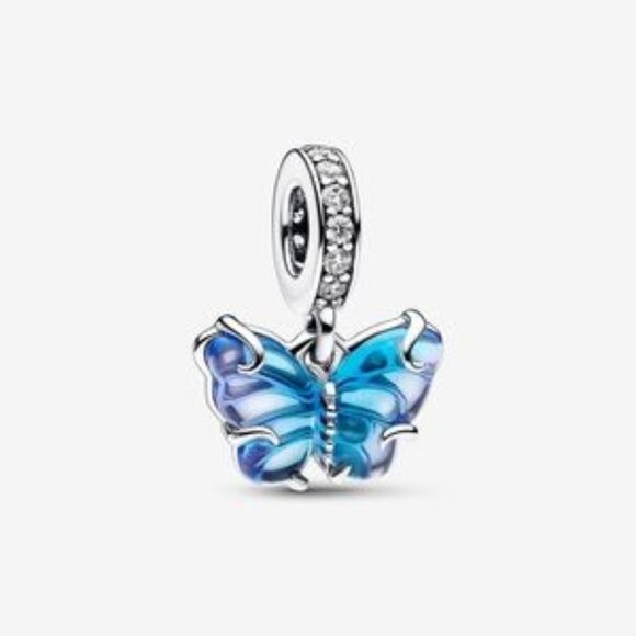 Pandora Jewelry - Pandora Blue Murano Glass Butterfly Dangle Charm